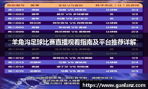 羊角沟足球比赛直播观看指南及平台推荐详解